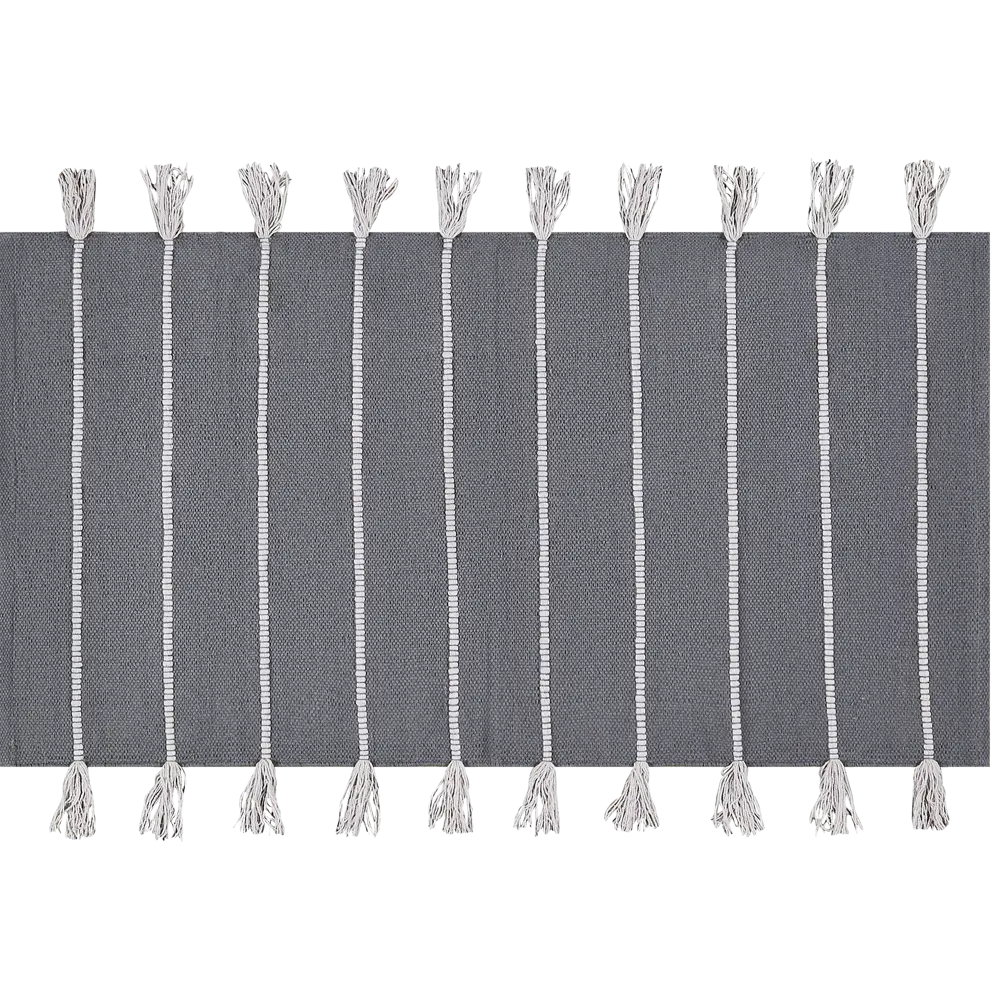 Коврик Inspire декоративный хлопок JACU 60x100 см с бахромой цвет серый 85077921 STLM-2156591 