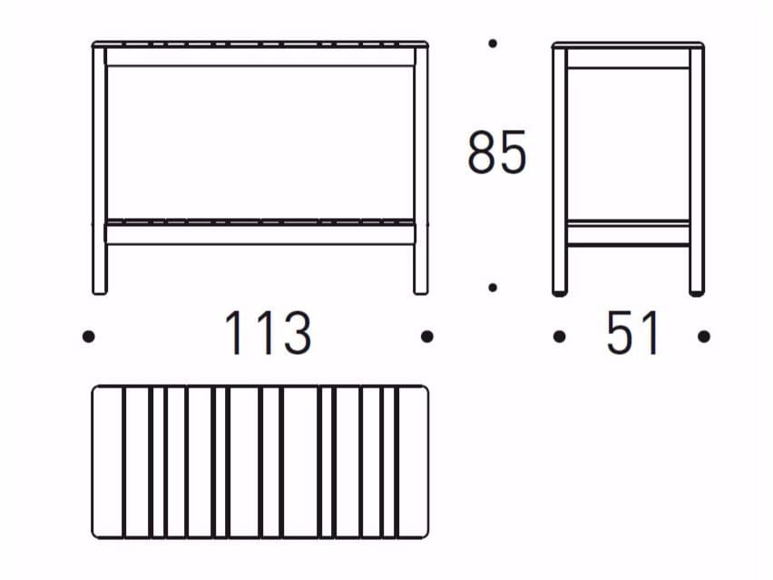Прямоугольная Садовая консоль из тикового дерева Varaschin штрих-код ARCH-00056677 - Вид №4