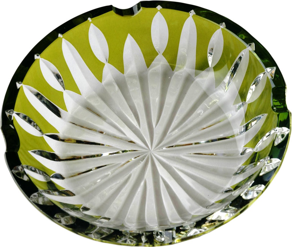 10555733 Cristal de Paris Пепельница Cristal de Paris 18см (зеленая) Хрусталь 