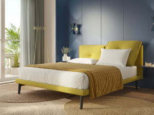 Съемная кровать из ткани с мягким изголовьем