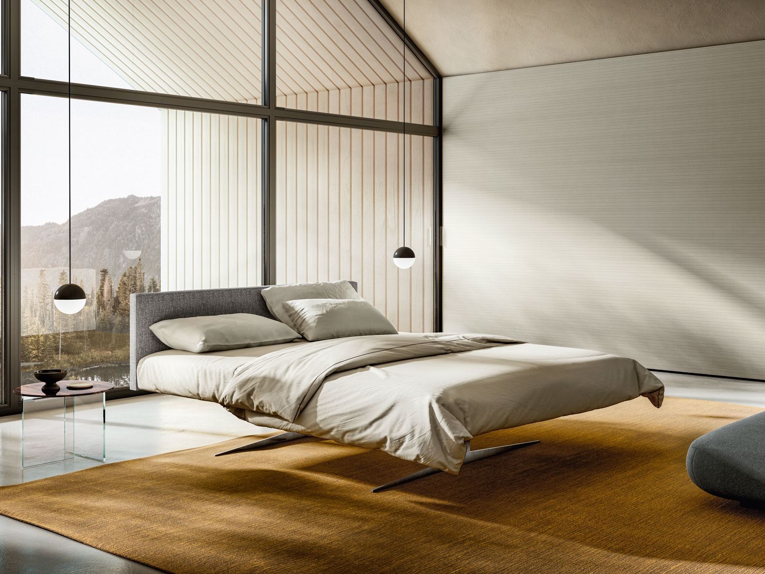 Двуспальная кровать с мягким изголовьем Lago STEEL BED FREESTANDING ARCH-00138624 - Вид №1