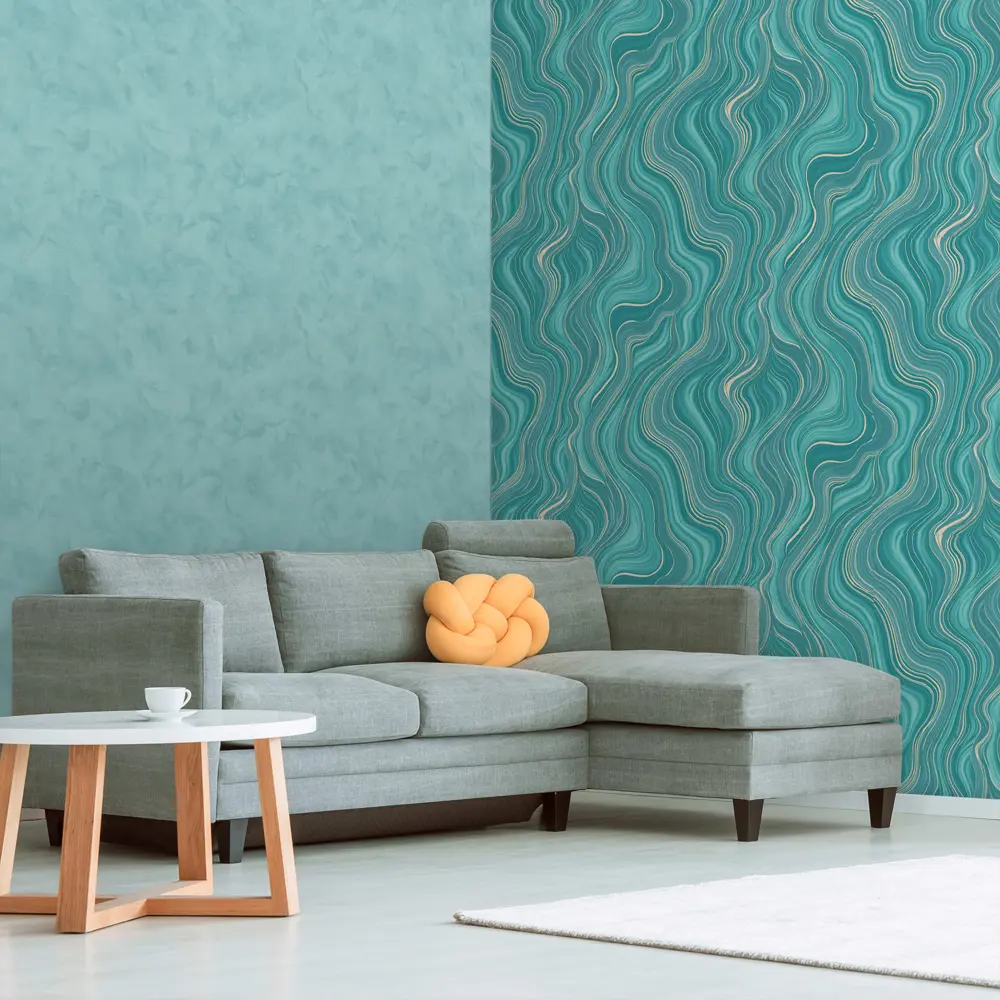 Обои флизелиновые Euro Decor Kawa зеленые 1.06 м ED7199-04 86750039 STLM-2105908 - Вид №3