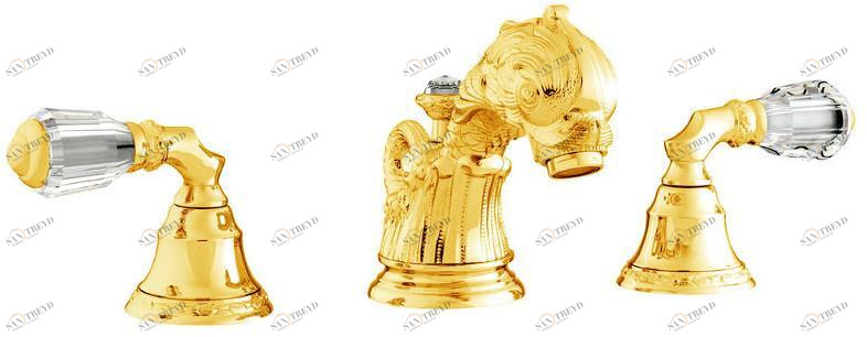 Bronces Mestre Смеситель для мойки на 3 отверстия с кристаллами swarovski® Antartica 039601.a00.50