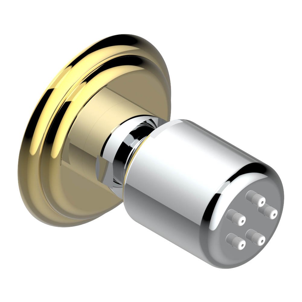A2C-290/B Форсунка гидромассажная встраиваемая в стену 1/2" с защитой от жёсткой воды Thg-paris Oceania Хром/золото A2C 290/B CAT.A