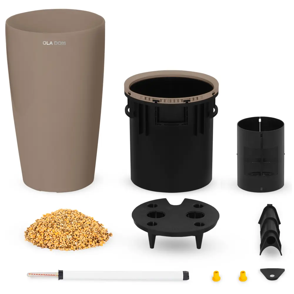 Кашпо Oladom Deluxe Long Ø32.5 h56.5 см v18 л пластик мокко с автополивом Santreyd STLM-2042341 - Вид №1