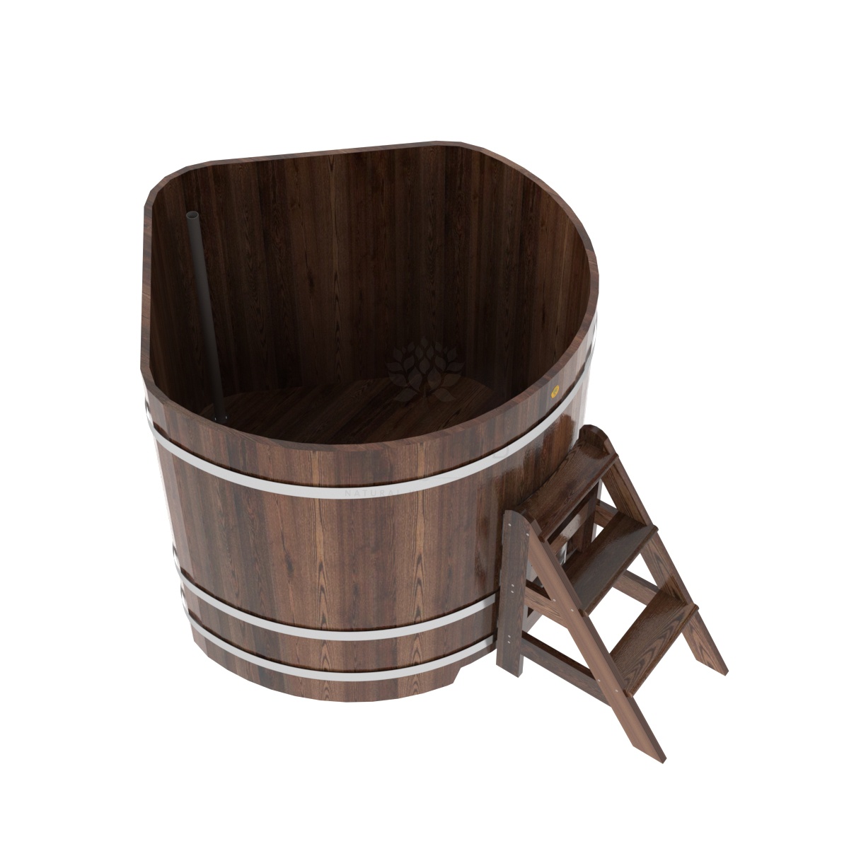 1244 Купель угловая из лиственницы 1,37х1,37х1,2 морёная премиум Alyarus  - Вид №1