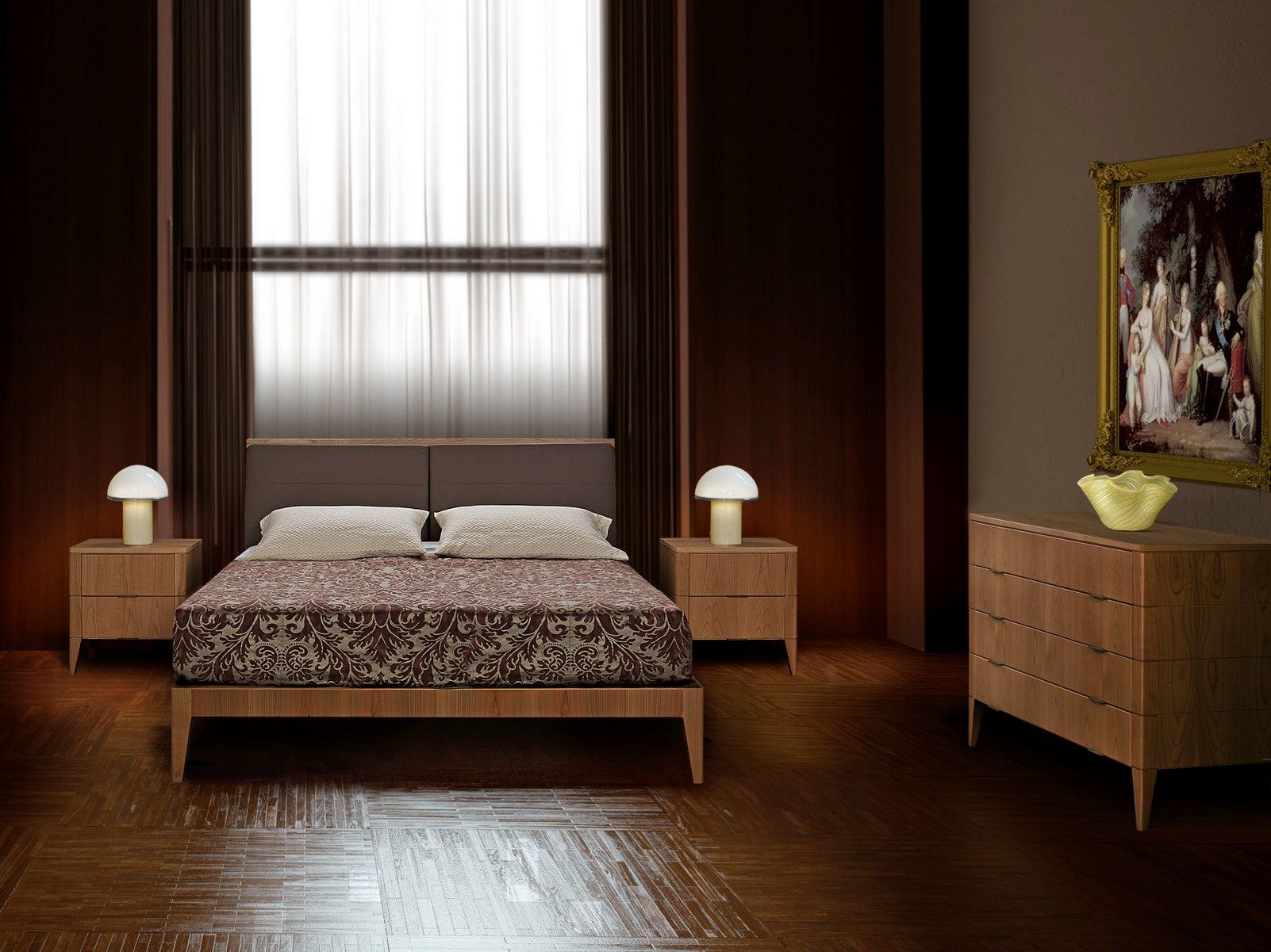 Вишневая кровать с мягким изголовьем Morelato современный ARCH-00122037 - Вид №5