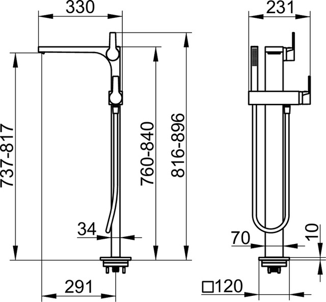 51127050100 Однорычажный смеситель для ванны KEUCO Edition 11 - Вид №2