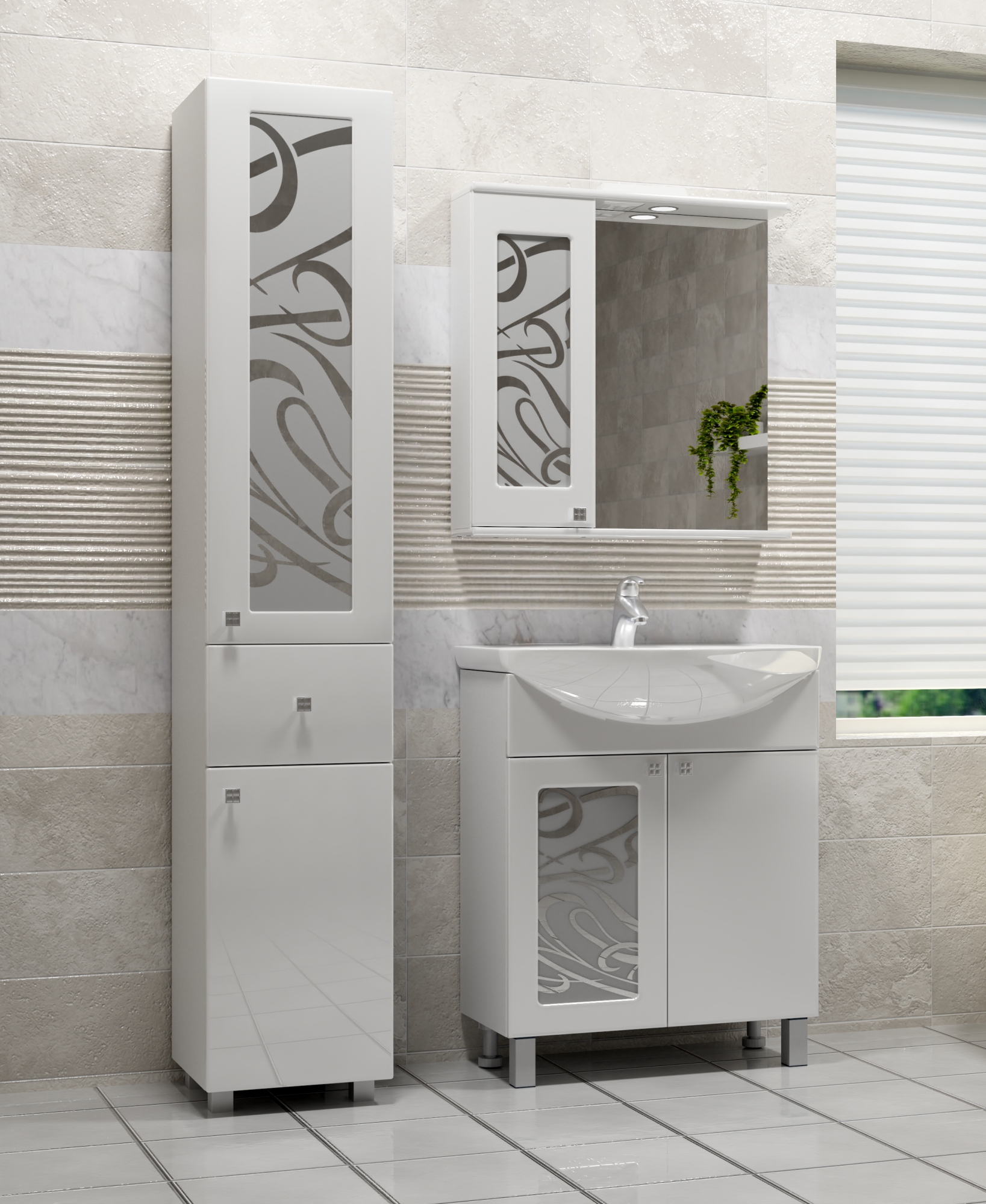 Тумба с раковиной Provans 0-700 (Балтика)710⨉440⨉840 мм белый Santreyd sun-id-664555 - Вид №3