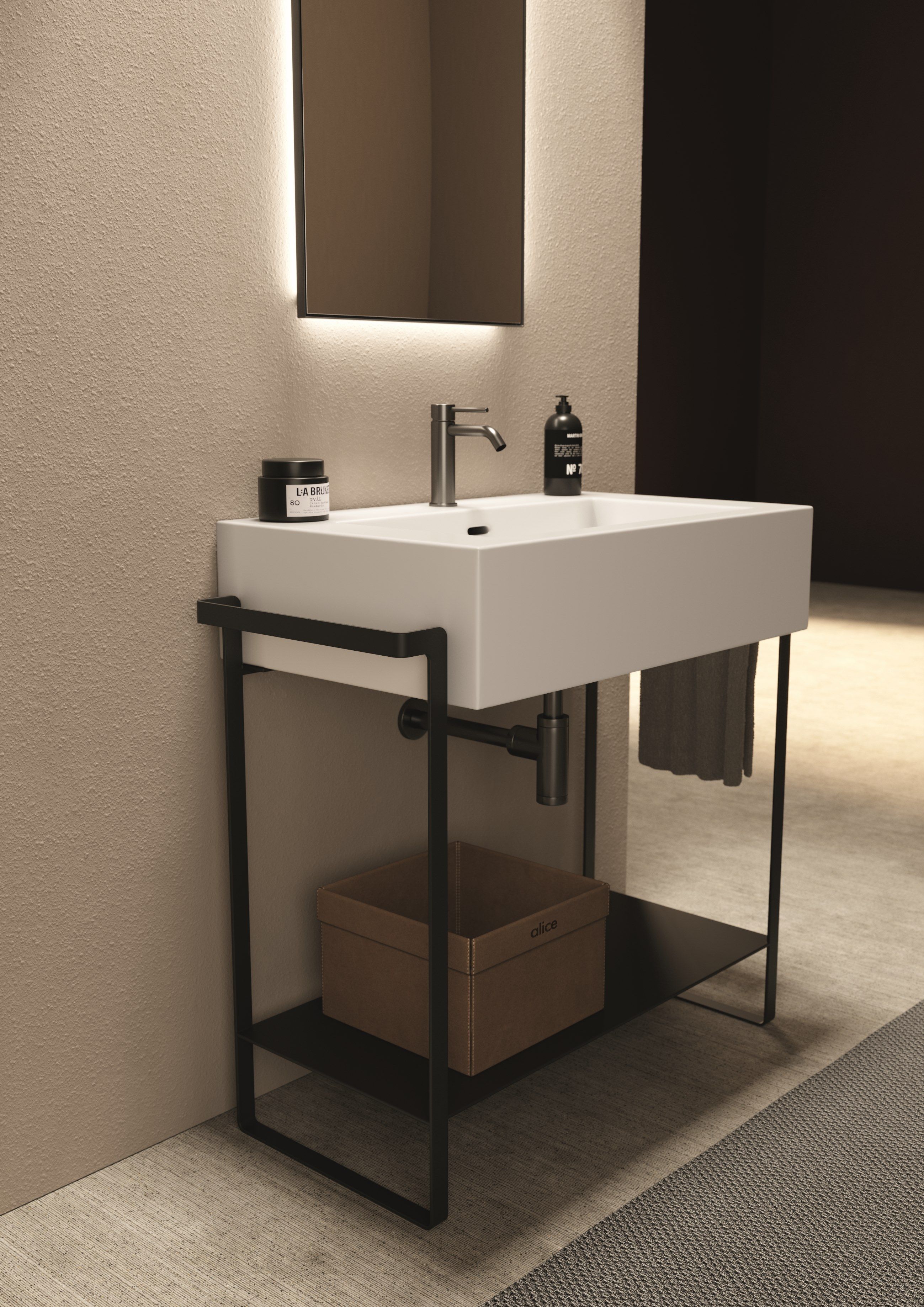 Напольная консольная раковина с настенным креплением Alice Ceramica Kubo ARCH-00081386 - Вид №3