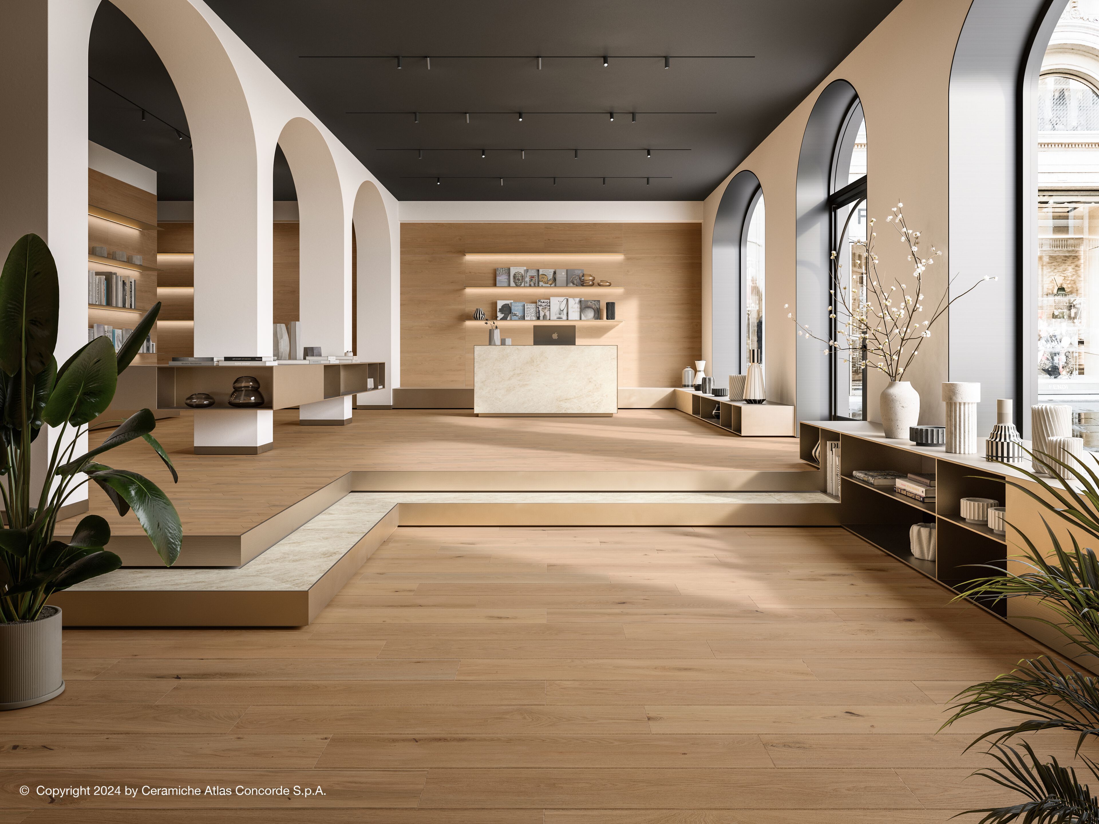 Напольное покрытие из керамогранита в помещении и на открытом воздухе с эффектом дерева Atlas Concorde журнал ARCH-00030139 - Вид №21