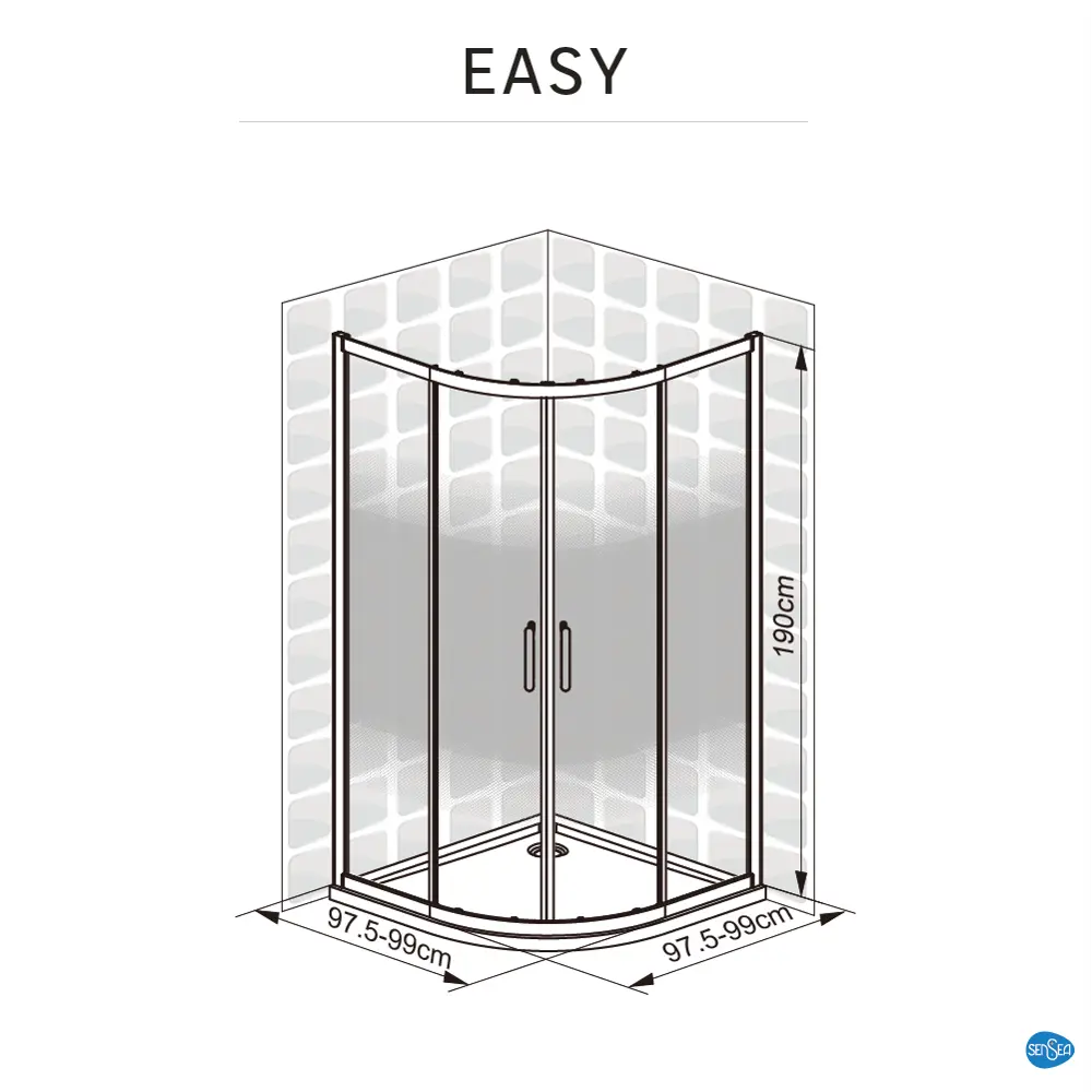 Комплект стекол для душевой ширмы Sensea Easy 1/4 круга 100x100 см с шелкографией, цвет профиля на выбор 88103640 STLM-2071258 - Вид №25