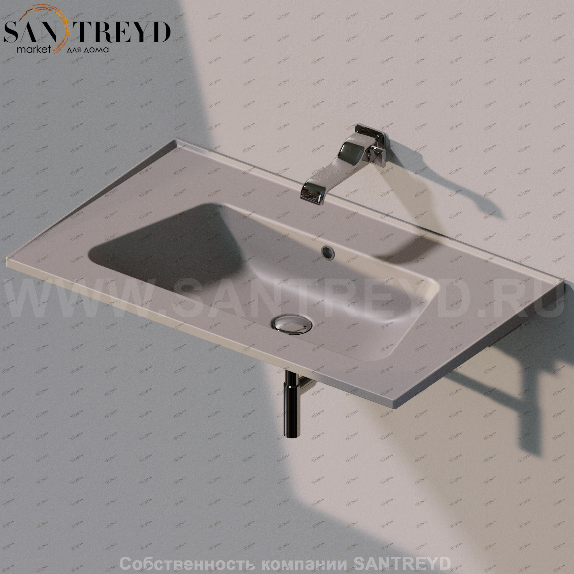 BM85L1019 Подвесная раковина настенная прямоугольная Ceramica Flaminia Bloom серая