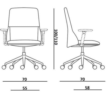 5-спицевое вращающееся офисное кресло с тканевыми колесами Quinti Sedute ARCH-00080302 - Вид №2