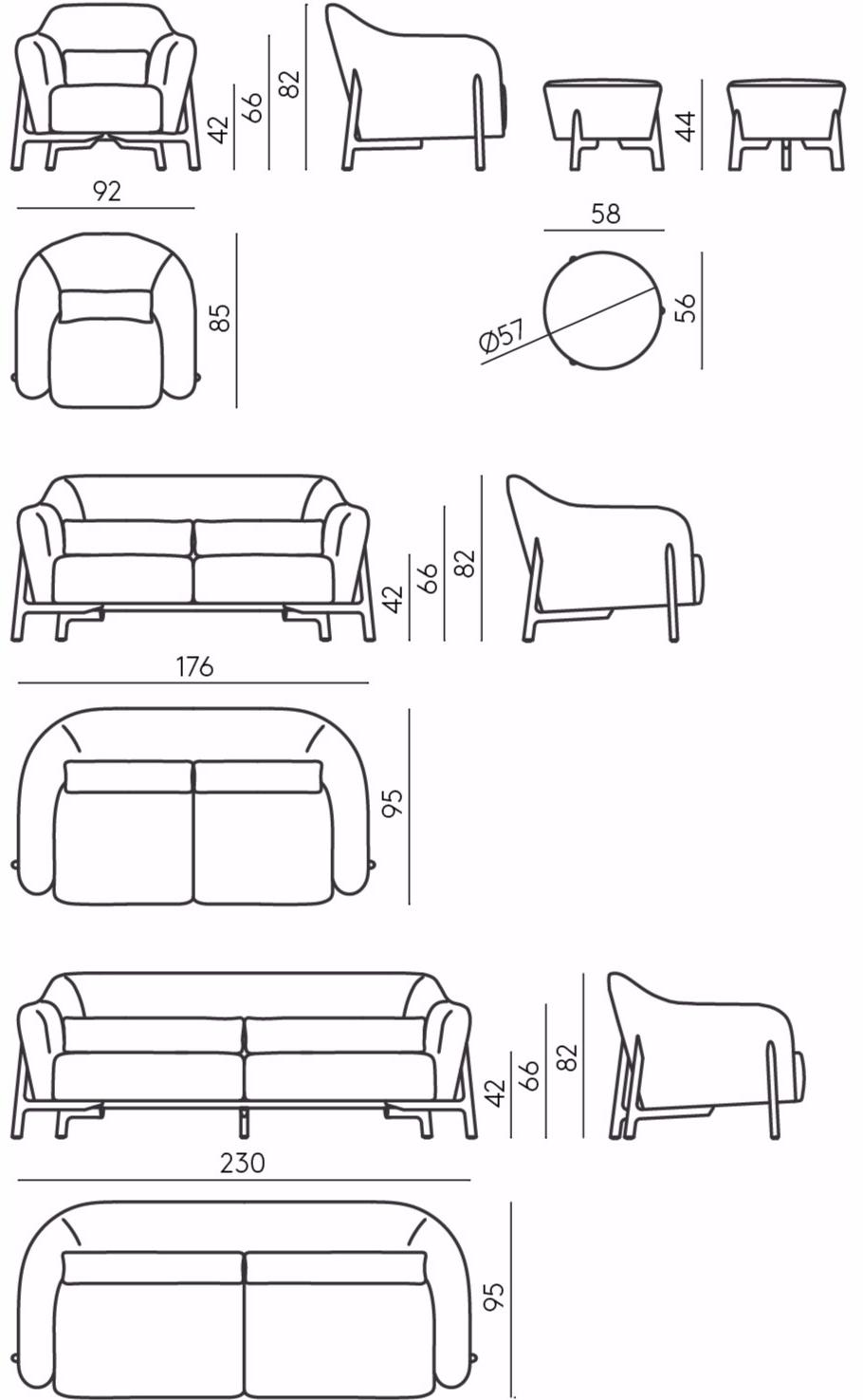 DE PADOVA Мягкое кресло со съемным чехлом из ткани с подлокотниками Pilotis sun-id-1404883 - Вид №2