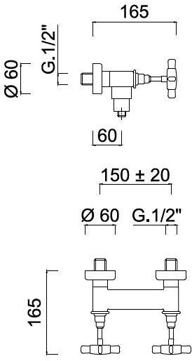 Rubinetteria Giulini Смеситель для душа на 2 отверстия G5 F7907 - Вид №1