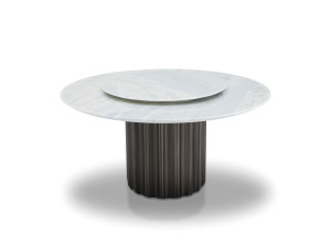 Круглый обеденный стол из мрамора и нержавеющей стали с Lazy Susan