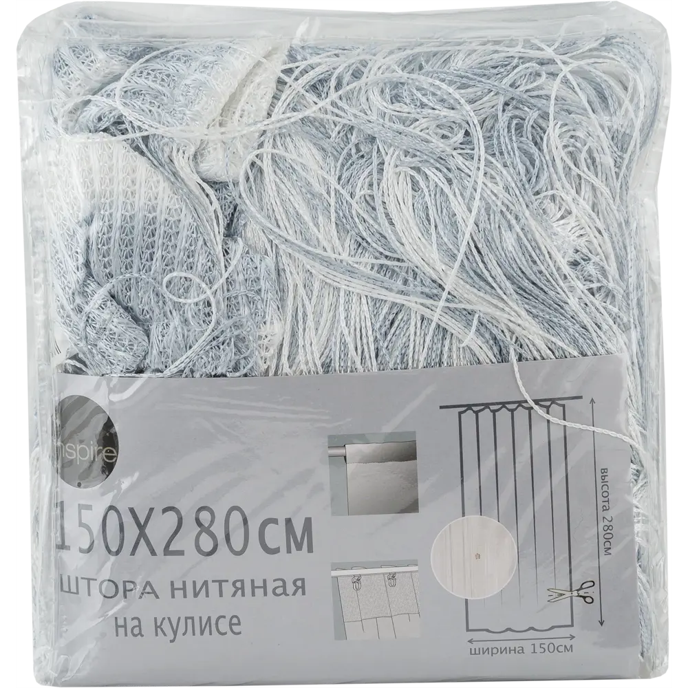 Штора нитяная Inspire «Куб», 150х280 см, цвет белый/серебристый 82046026 STLM-2068409  - Вид №5