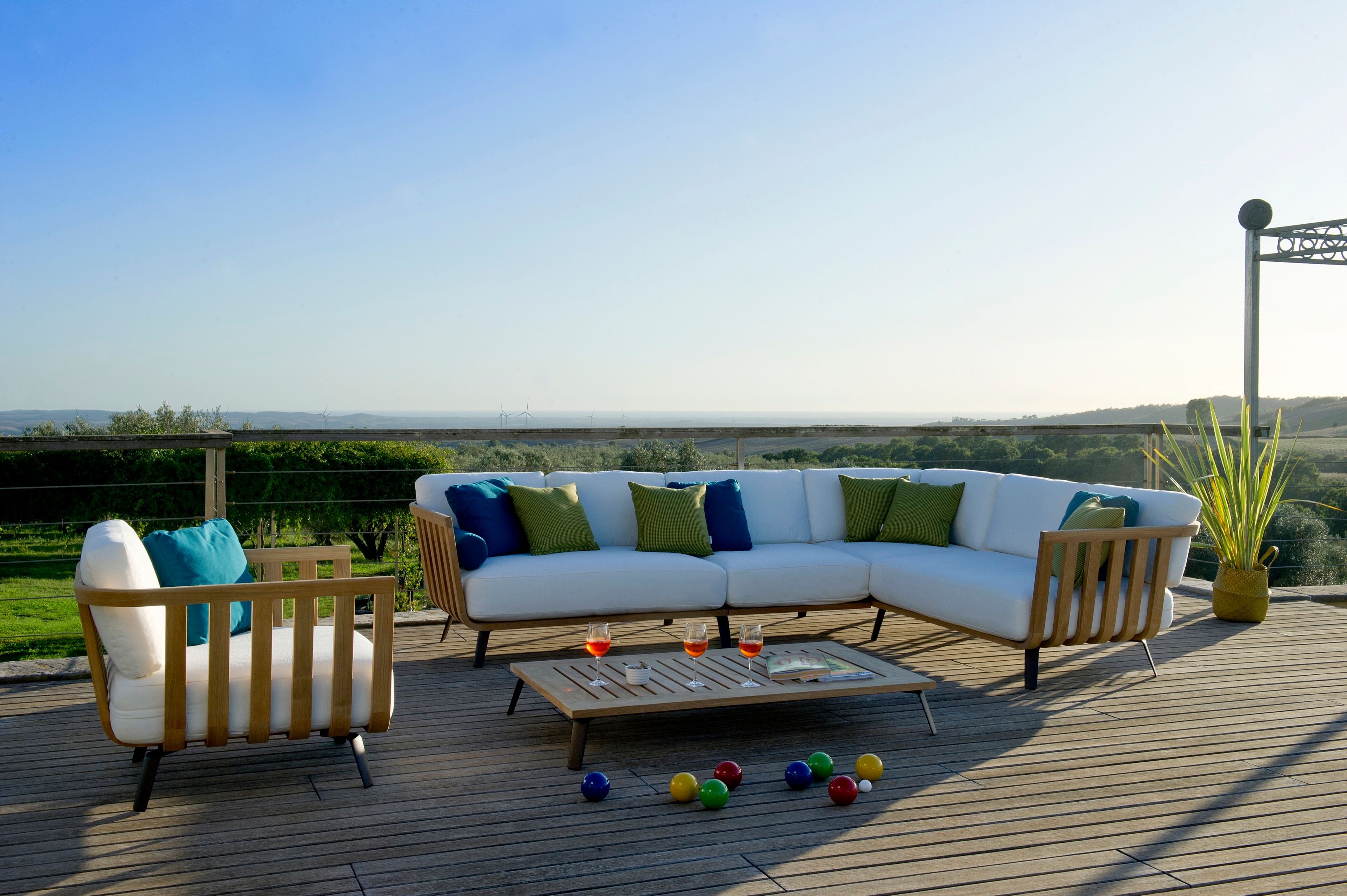 Садовое кресло из тикового дерева и акриловой ткани Unopiù Welcome ARCH-00123116 - Вид №3