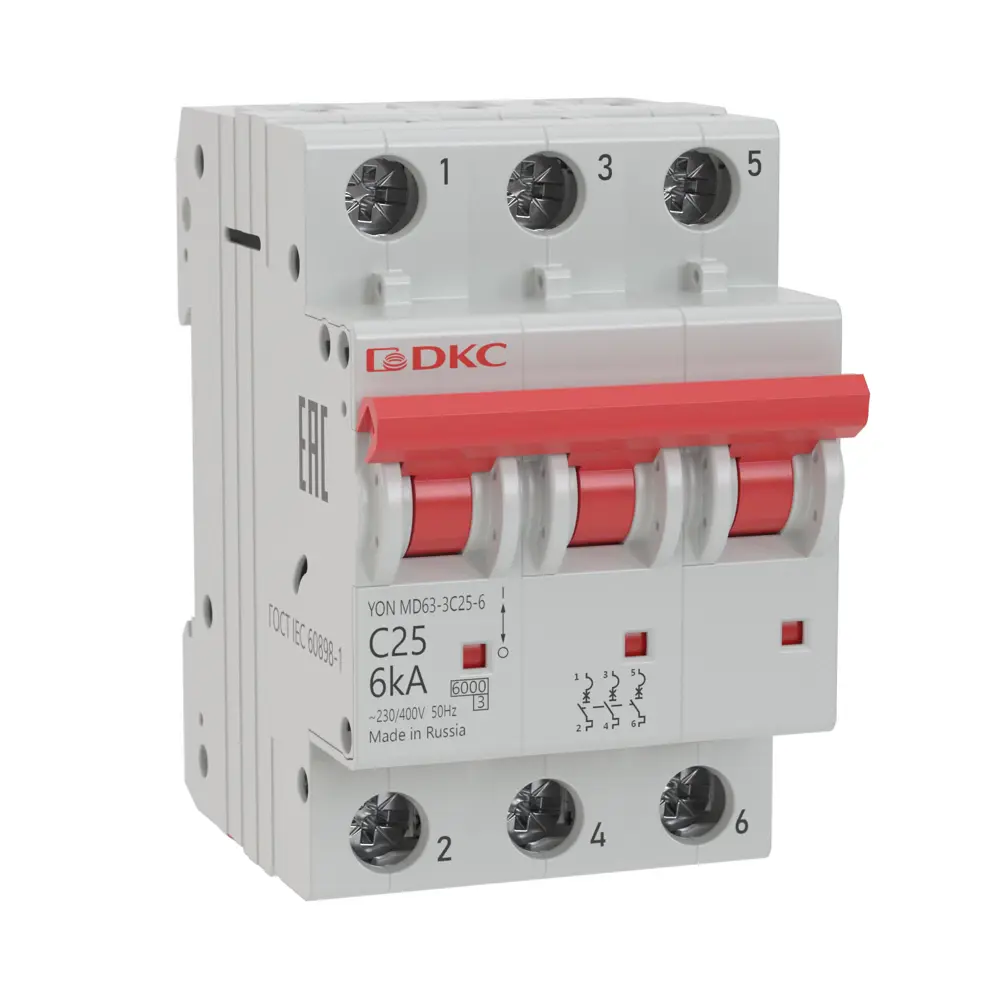 Автоматический выключатель DKC YON MD63 3P C25 А 6 кА STLM-2114026 - Вид №1