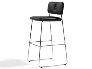 Штабелируемый табурет из хромированной стали со спинкой