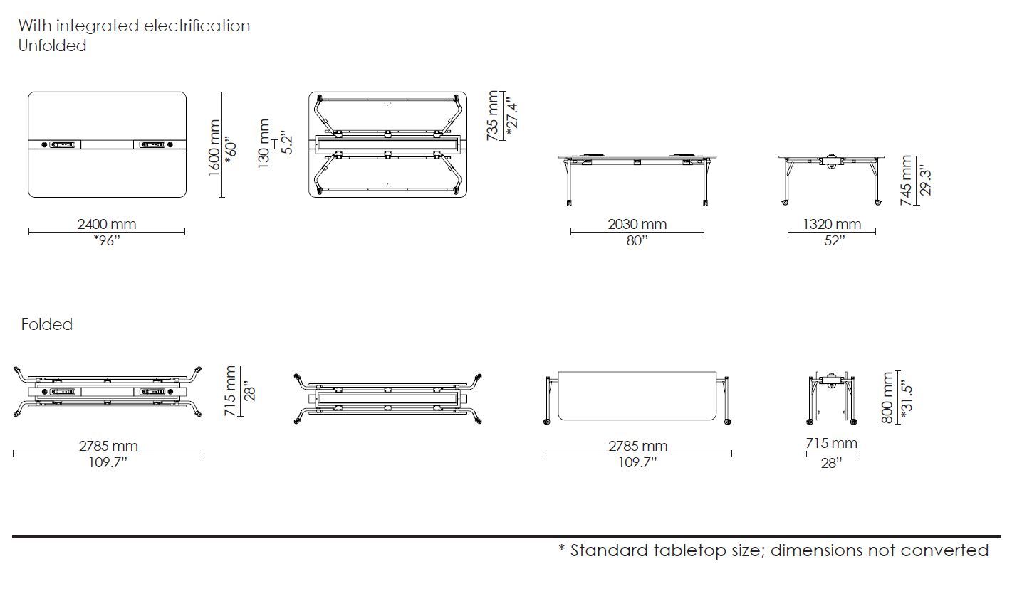 Складной ламинированный стол с электрической розеткой на колесах Howe Folding Surfaces ARCH-00038739 - Вид №8