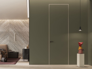 Деревянная стена заподлицо распашная дверь