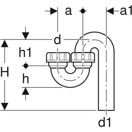152.041.16.1 Сифон Geberit, для раковины для слива сильно загрязненной воды, с винтовой крышкой, вертикальный впуск, вертикальный выпуск Geberit  - Вид №2