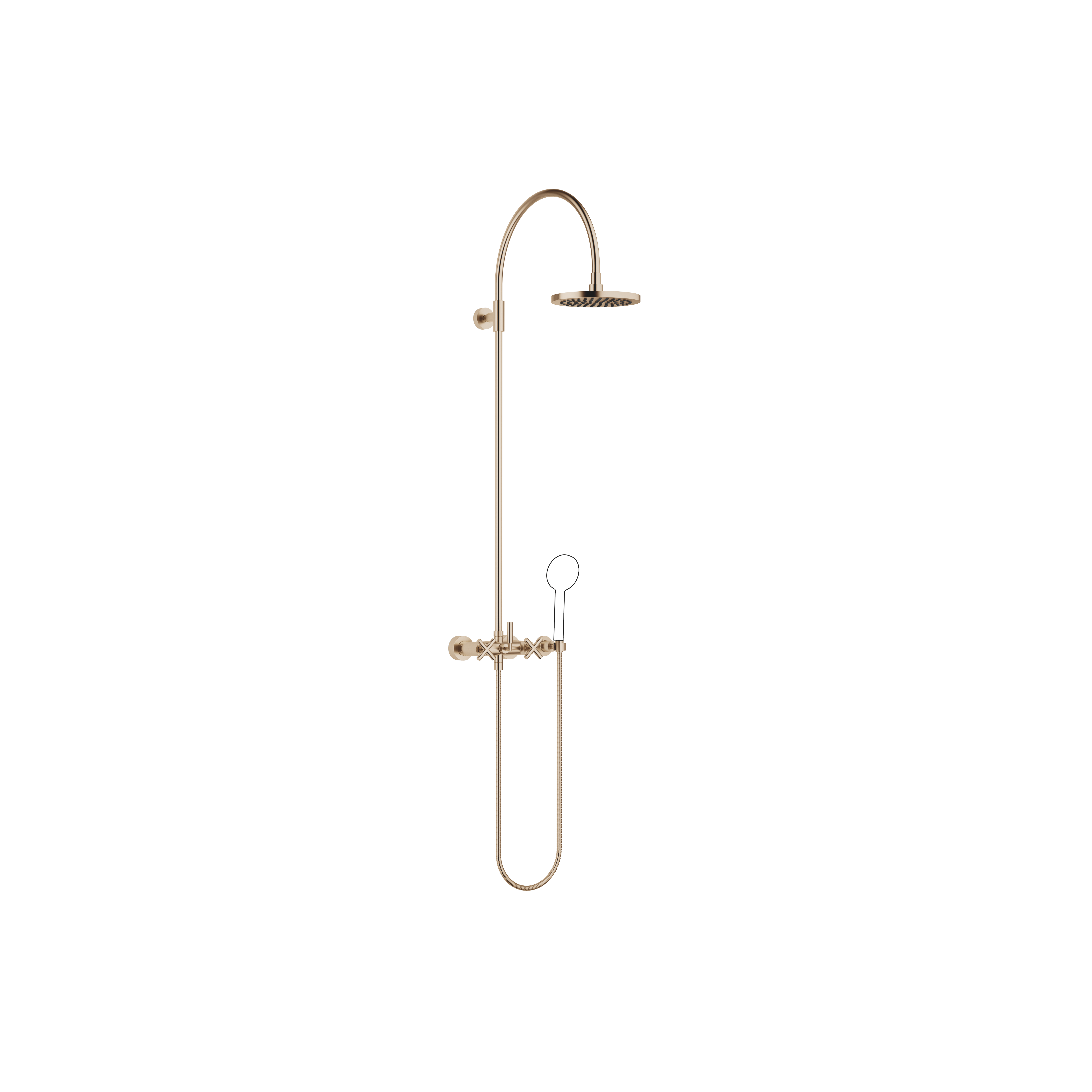 TARA Showerpipe со смесителем для душа без ручного душа FlowReduce 220 мм - Brushed Champagne (22-каратное золото) DornBracht 26632892-46
