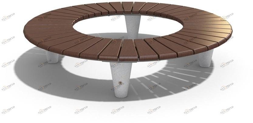 ENCHO ENCHEV - ETE Круглая скамья из бетона и дерева без спинки  151 