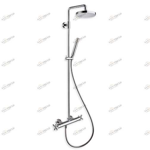 CRIEV456 Внешний термостатический смеситель для душа с поворотной стойкой, регулируемым верхним душем с защитой от накипи, ручным душем с защитой от накипи со скользящей штангой и гибким шлангом LONG LIFE Cristina Rubinetterie 