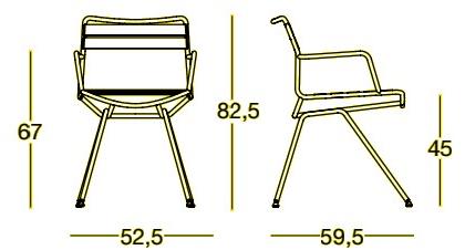 Zanotta Стул с подлокотниками из стали и лентами из полиэфирной пряжи Dan sun-id-1502979 - Вид №4