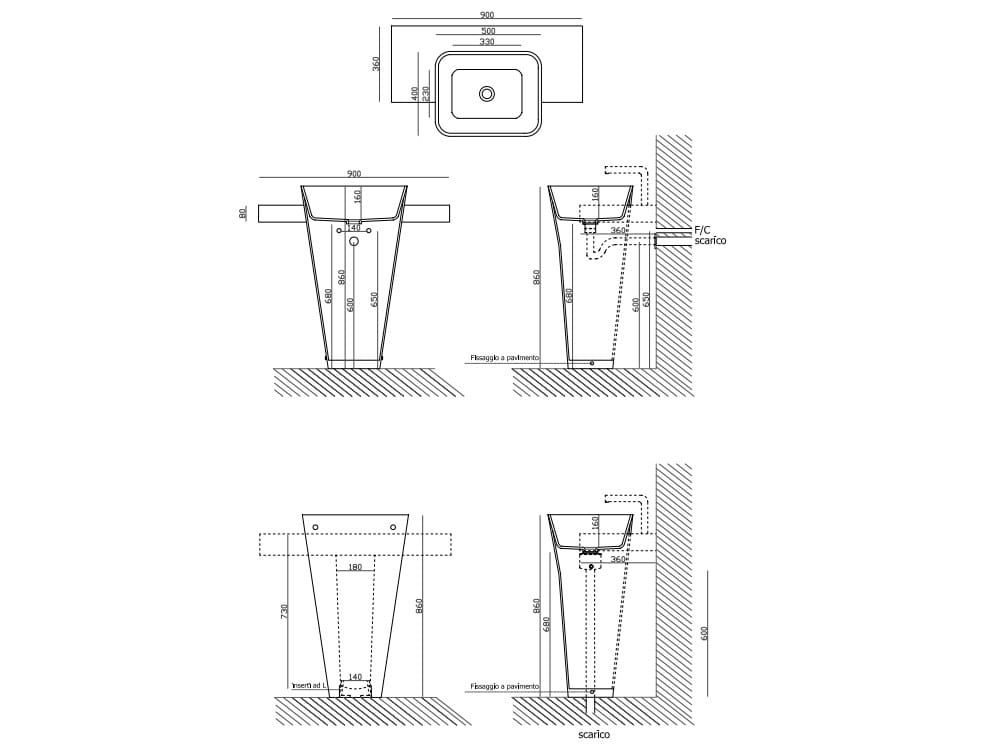 Керамическая раковина Galassia MEG11 ARCH-00024301 - Вид №5