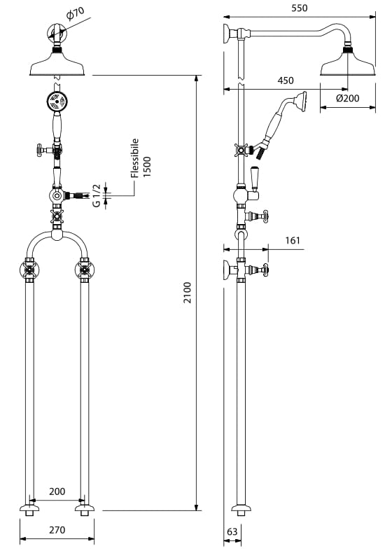 Напольная душевая колонна с переключателем Park Avenue Джеймс ARCH-00049318 - Вид №2