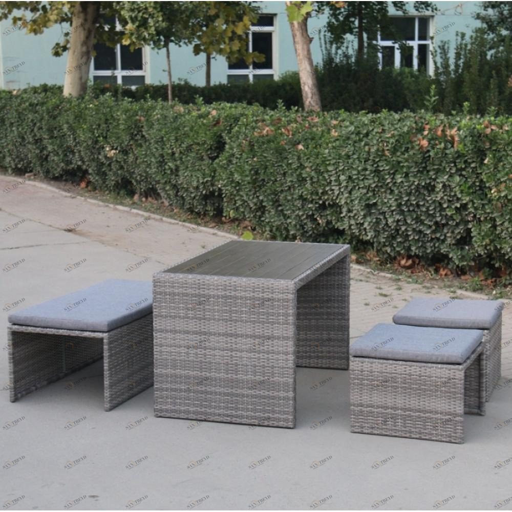 Диван-трансформер из искусственного ротанга серый Afina AFINA  00-3957586 Серый 