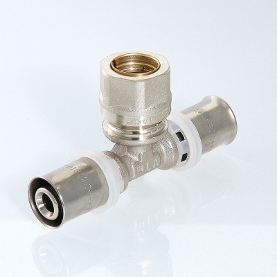 VTm.233.I.201520 Пресс-фитинг – тройник с переходом на обжимное соединение Valtec 20 x 15 x 20 мм  - Вид №3