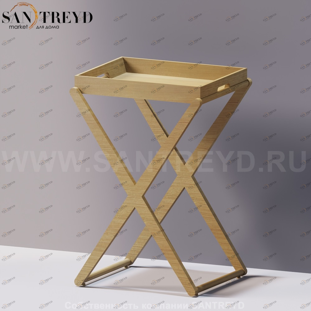 Agape X Высокий столик со съемным лотком под натуральный дуб ACOM0622RT