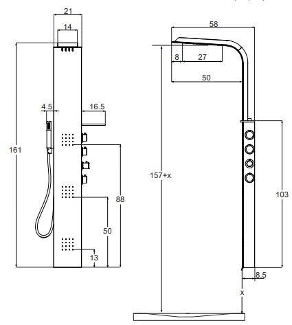 Настенная термостатическая душевая стойка с душевой лейкой Lama Santreyd sun-id-1450926 - Вид №2