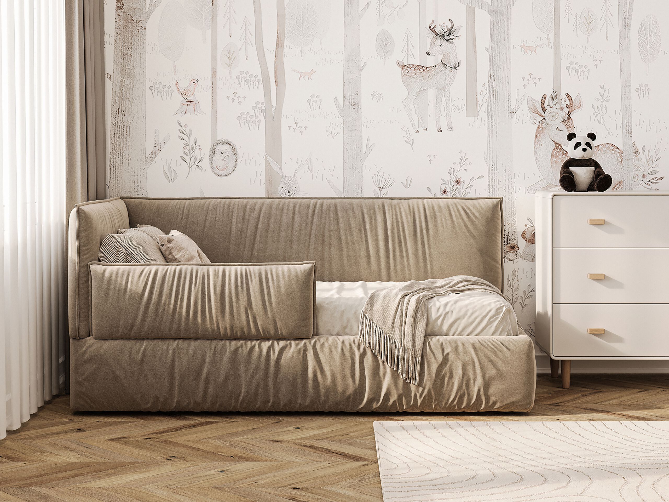 Односпальная кровать с мягким изголовьем Woodsoft ASTI ARCH-00112017 - Вид №3