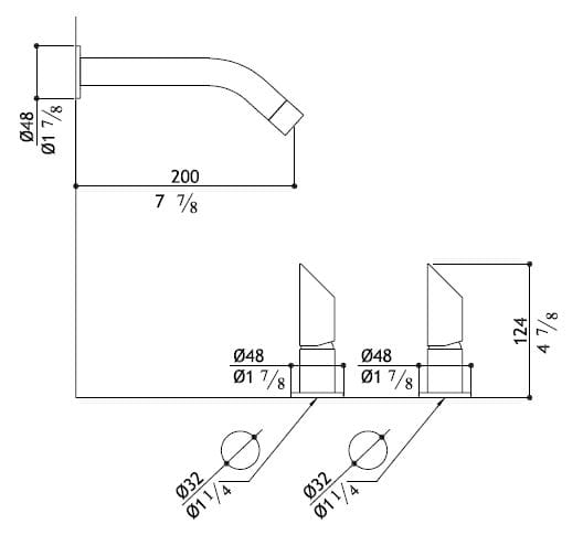 Смеситель для раковины с 3 отверстиями из нержавеющей стали с отдельными розетками MGS ARCH-00042580 - Вид №2
