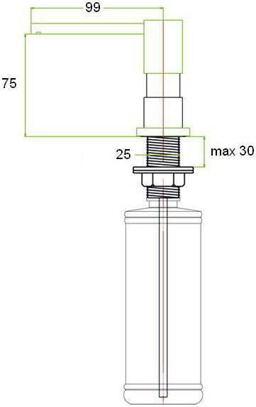 Встраиваемый дозатор ZorG Inox ZR-22 ЧЕРНЫЙ МЕТАЛЛ для жидкого мыла, черный металлик - Вид №1