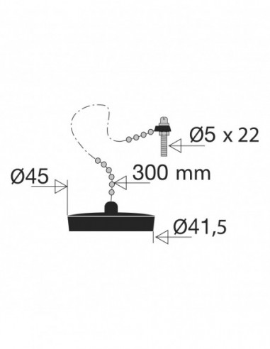 010500 000 00  Стопор цепи черный с зажимом для крепления, длина 300 мм, длина 41,5 / 45 мм Valentin Чернить  - Вид №2