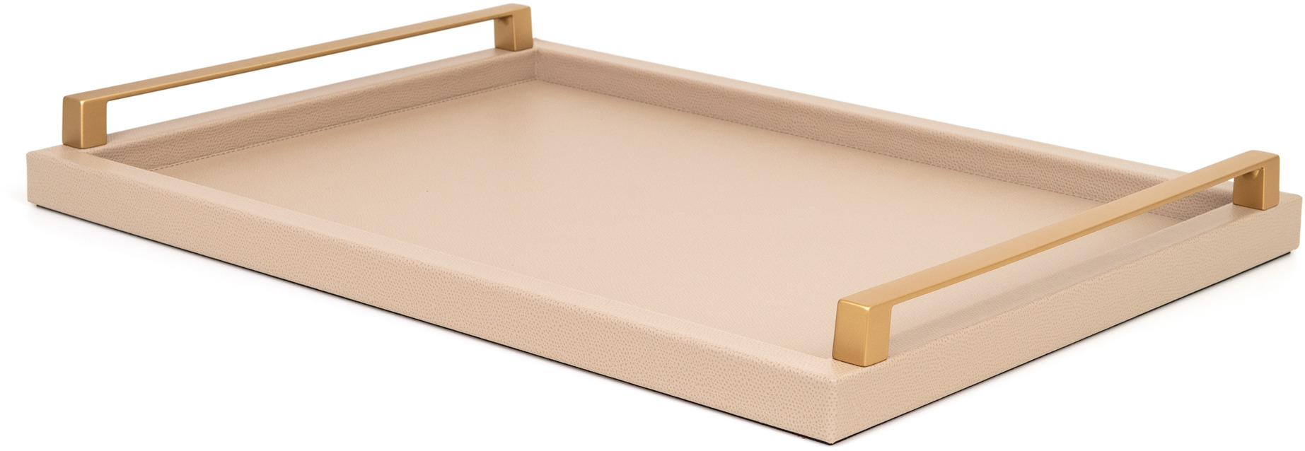 Юпитер Поднос - 35,5x35,5 см / металл-финиш_сатин-латунь / плетеная кожа_темно-серый