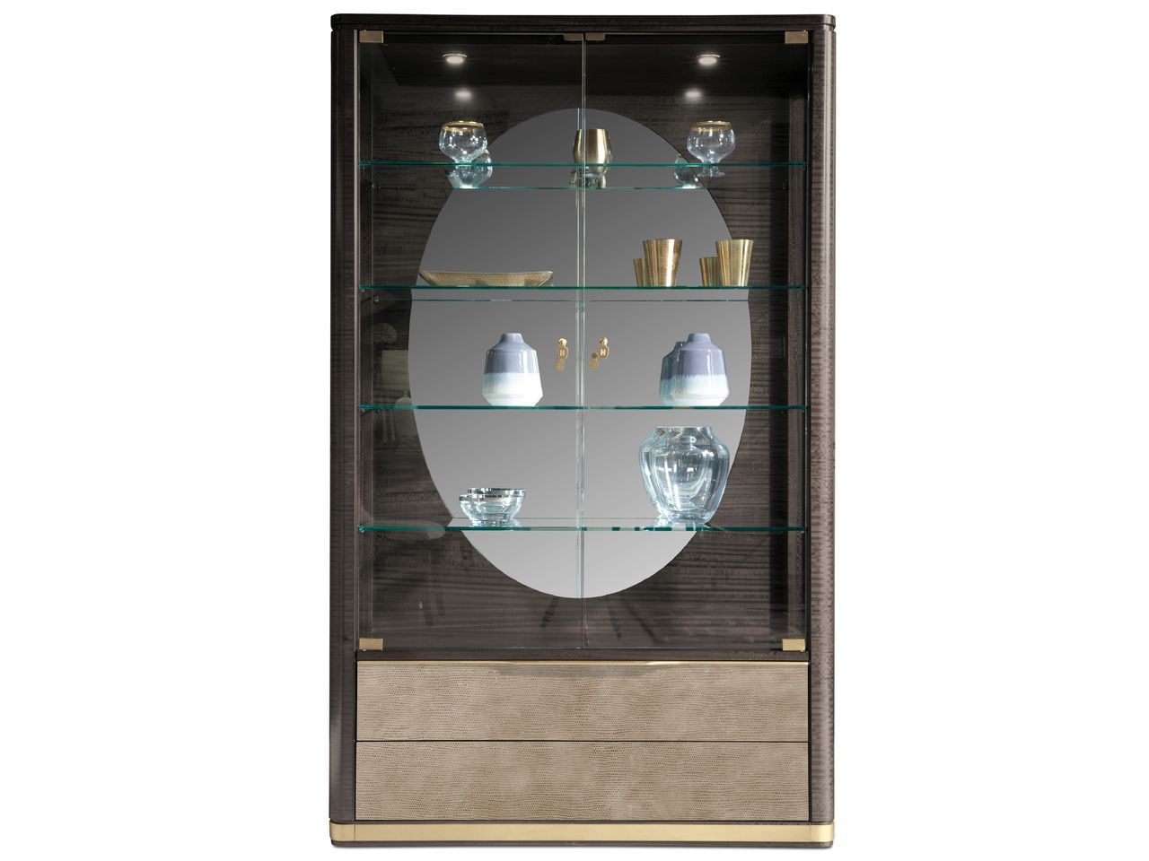 Витрина из дерева и стекла со встроенным освещением и кожаными вставками Hurtado Evolution ARCH-00144181