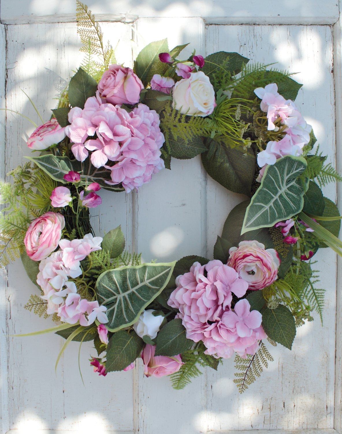 2647 510 a3 Искусственный венок 'лютик / роза / гортензия' Ø 50 см, розовый H-andreas  - Вид №2