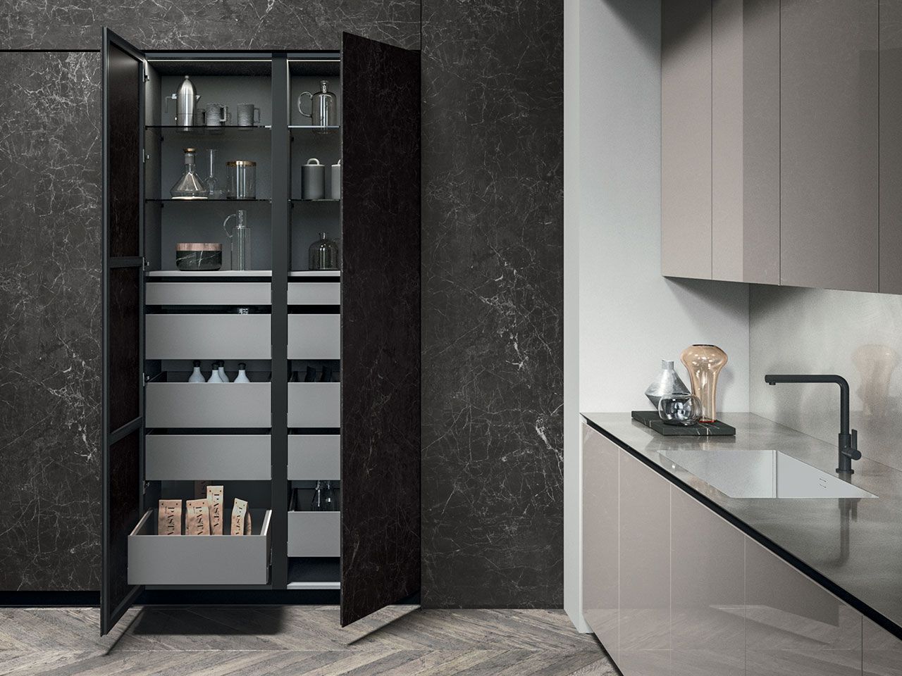 Встроенная кухня со встроенными ручками Arrital Ak_04 ARCH-00035930 - Вид №7