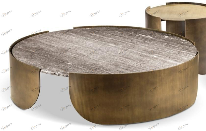 Cantori Круглый журнальный столик из мрамора и металла Atenae sun-id-1468902