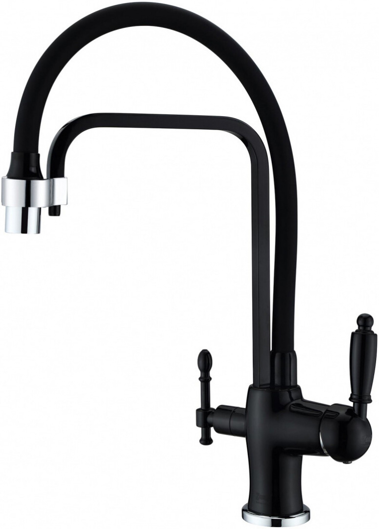Смеситель ZorG Sanitary ZR 342-6 YF BLACK для кухонной мойки, черный