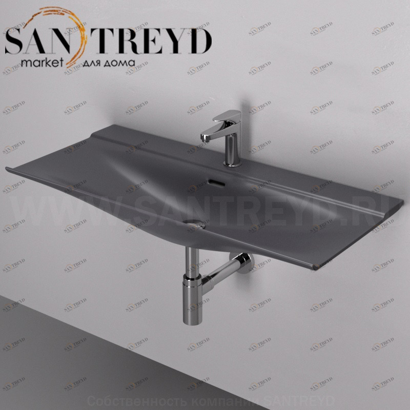 THL00237 Подвесная раковина настенная прямоугольная ArtCeram TheOne серая