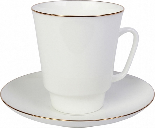 82154 Императорский фарфоровый завод Чашка с блюдцем "Золотой кантик 5" "Майская" Фарфор костяной 